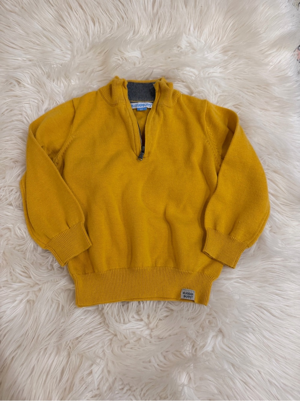 RuggedButts Kids Zip Sweater in Yellow Size 2T